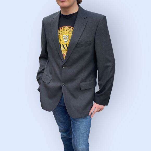 Hugo Boss Men's 44R Charcoal Gray Super 140s Virgin Wool Sport Coat Suit Jacket - Picture 4 of 15